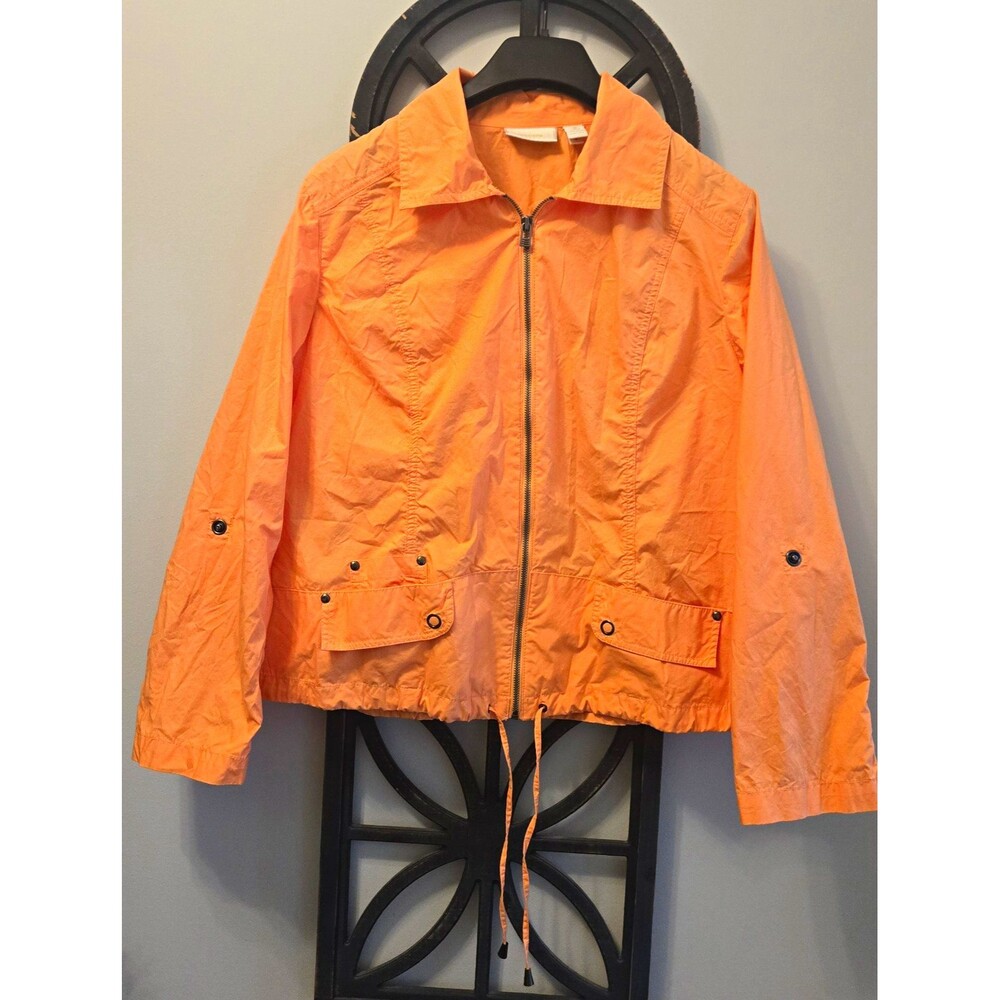 Chico's Vandie Roll Tab Sleeve Lightweight Jacket XL Sherbet Orange Casual